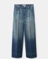 Mango Creased Straight Leg Jeans In Blue