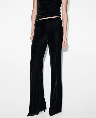 Mango Women's Seam Detail Velvet Pants In Black