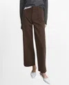 Mango High Waist Front Seam Wide Leg Jeans In Brown