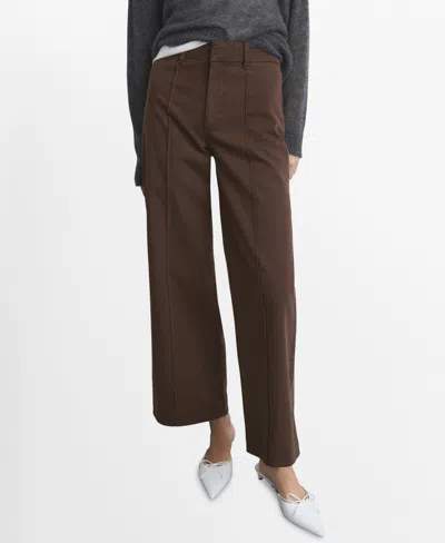 Mango High Waist Front Seam Wide Leg Jeans In Brown
