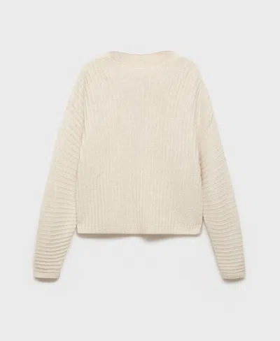Mango Women's Seams Detail Perkins-neck Sweater In Ecru