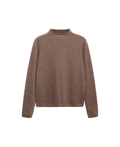 Mango Women's Selection Cashmere Mock-neck Lightweight Sweater In Brown