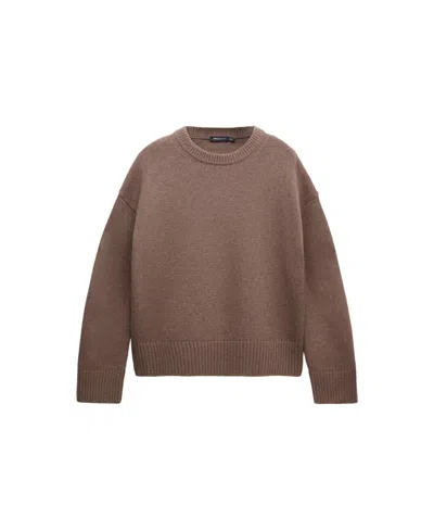 Mango Women's Selection Crewneck Wool-blend Sweater In Brown