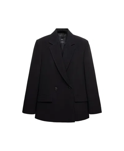 Mango Women's Selection Double-breasted Fitted V-neck Blazer In Black