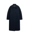 Mango Double-breasted Virgin Wool Coat In Blue