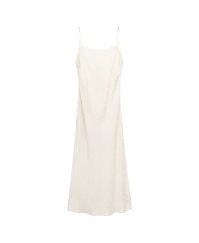 Mango Women's Selection Floral Jacquard Slip Dress In Neutral