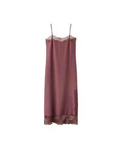 Mango Women's Selection Lace Midi Dress In Burgundy