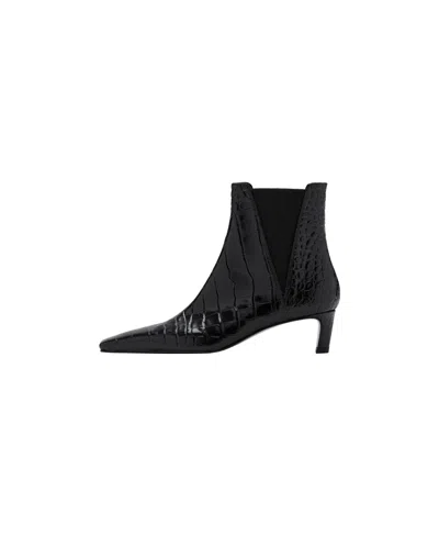Mango Women's Selection Leather Ankle Boots In Black
