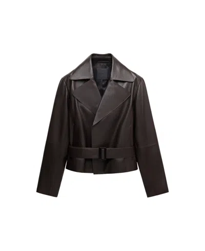 Mango Women's Selection Leather Belted Cropped Trench Jacket In Neutral