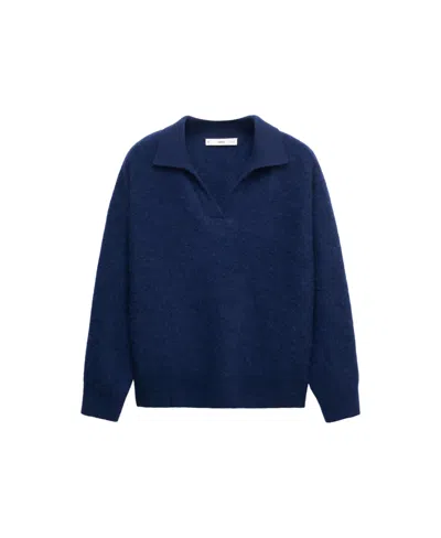 Mango Women's Selection Loose-fit Polo Sweater In Blue