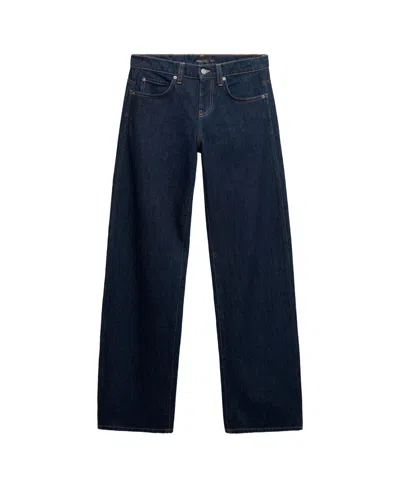 Mango Women's Selection Low-rise Balloon Dark-rinse Denim Jeans In Open Blue