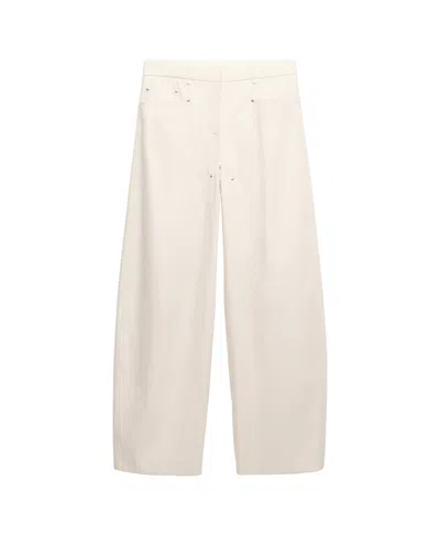 Mango Women's Selection Mid-rise Balloon Cotton-blend Pants With Decorative Seams In Neutral