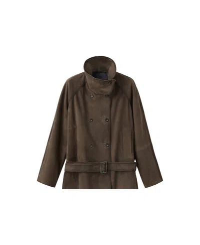Mango Women's Selection Oversized Belted Suede Jacket In Brown