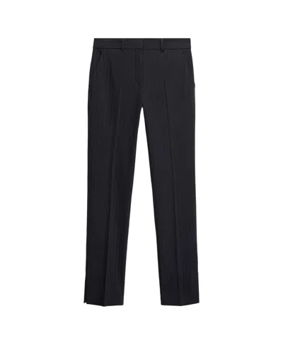 Mango Women's Selection Pinstripe Straight-leg Slit Trousers In Black