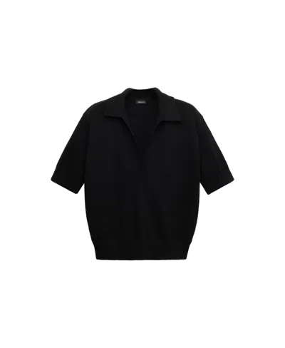 Mango Women's Selection Polo-collar Wool-blend Sweater In Black