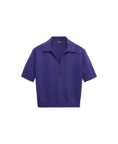 Mango Women's Selection Polo-collar Wool-blend Sweater In Blue