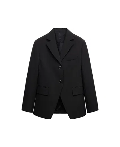 Mango Women's Selection Slim-fit Polyester/wool-blend Blazer In Black