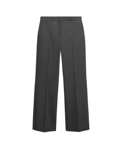 Mango Women's Selection Wide-leg Wool-blend Pants In Grey