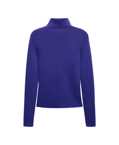 Mango Women's Selection Wool Long-sleeve Turtleneck Sweater In Blue