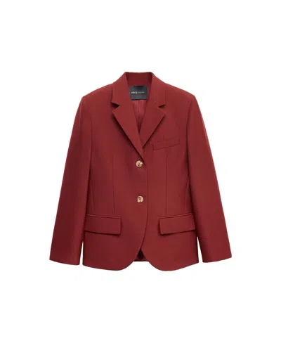 Mango Women's Selection Wool-blend Lapel Collar Suit Blazer In Red