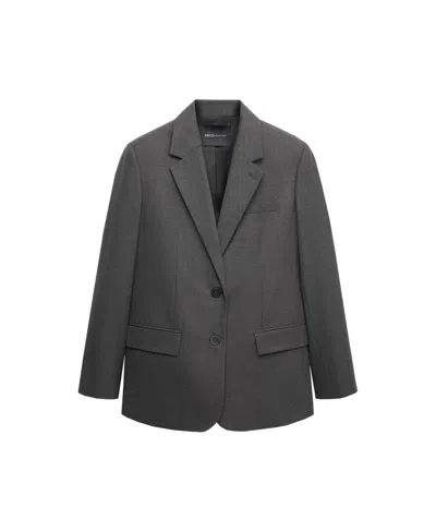 Mango Women's Selection Wool-blend Stretch Boyfriend Blazer In Grey