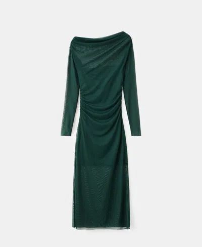 Mango Semi-transparent Asymmetric Dress Green