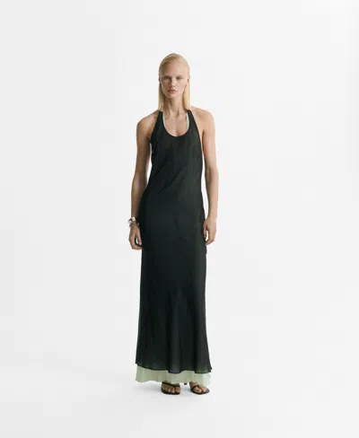 Mango Women's Semi-transparent Combination Dress In Black
