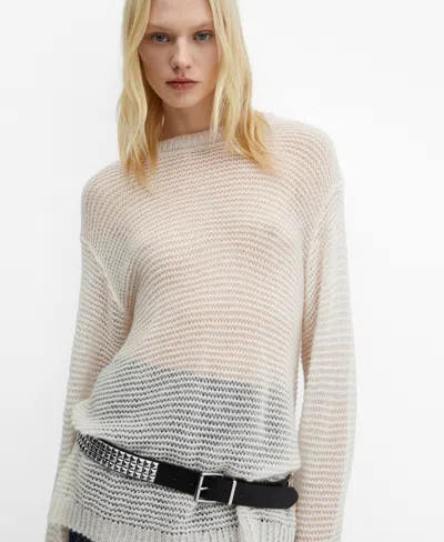 Mango Women's Semi-transparent Knitted Sweater In Light Beige
