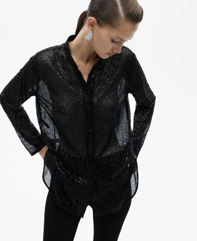 Mango Women's Semi-transparent Sequined Shirt In Black