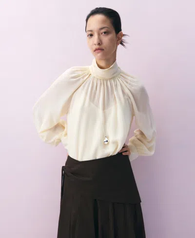 Mango Women's Semi-sheer High-neck Blouse In White