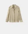 Mango Stripe Woven Shirt In White