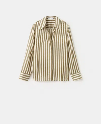 Mango Stripe Woven Shirt In White