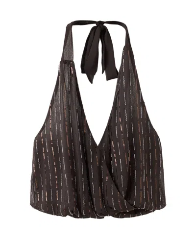 Mango Women's Sequin And Crystal Halter Top In Brown