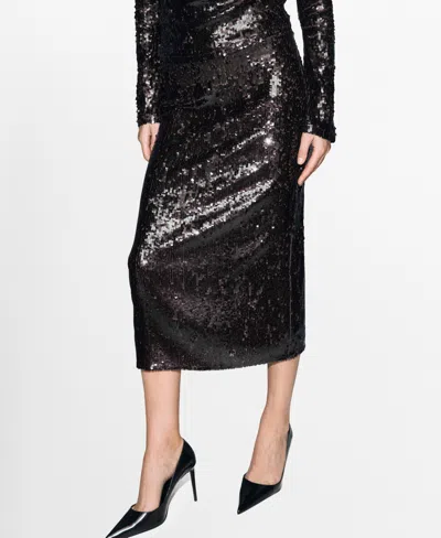 Mango Women's Sequin Midi Skirt In Brown