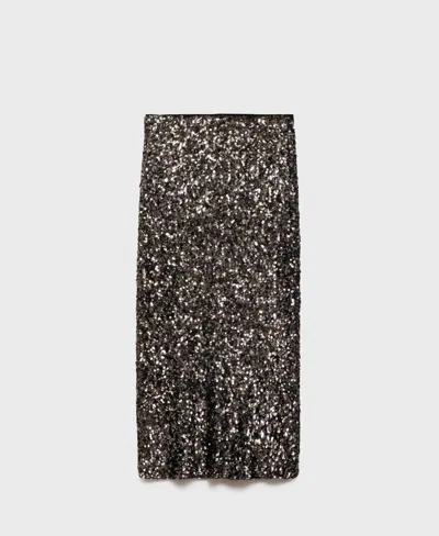 Mango Women's Sequin Midi Skirt In Charcoal
