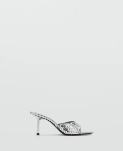 Mango Women's Sequin Slingback Sandals In Silver