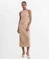 Mango Sequined Halter Neck Dress Nude In Neutral