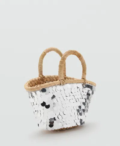 Mango Women's Sequined Mini-basket Bag In Silver