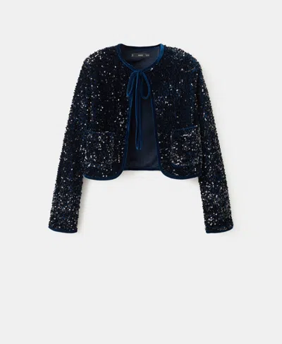 Mango Women's Sequins And Bow Velvet Jacket In Multi