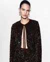 Mango Women's Sequins And Bow Velvet Jacket In Multi