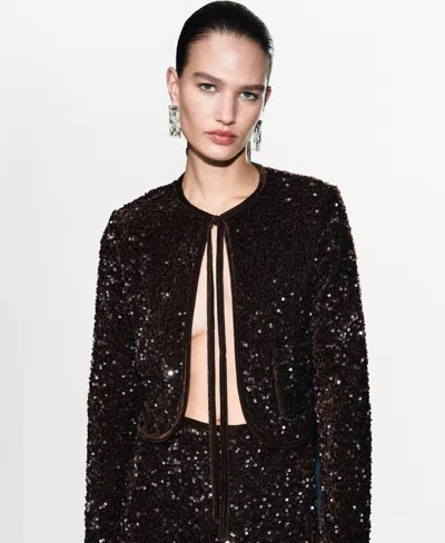 Mango Women's Sequins And Bow Velvet Jacket In Black
