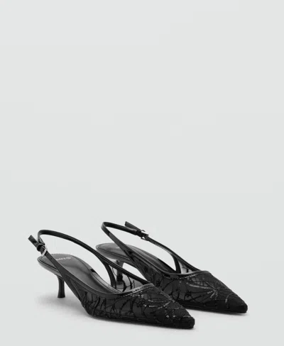 Mango Kitten-heel Shoes Embroidered With Sequins Black