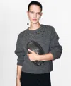 Mango Women's Sequins Knitted Sweater In Gray
