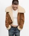 Mango Shearling And Suede-effect Jacket Brown In Brown