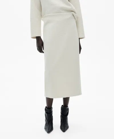 Mango Women's Shearling Effect Midi Skirt In Ecru