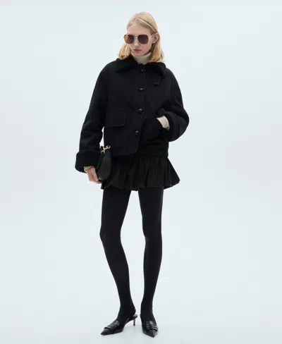 Mango Women's Shearling-lined Jacket In Black Denim
