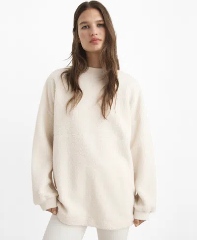 Mango Women's Shearling Pajama Sweatshirt In White