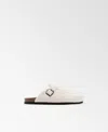 Mango Faux Shearling Clog In White