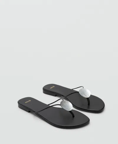 Mango Metallic Detail Flip Flop In Black