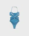 Mango Women's Shiny Finish And Cut-out Swimsuit In Blue